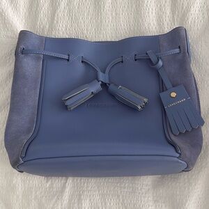 Beautiful Longchamp Leather/Suede blue hobo